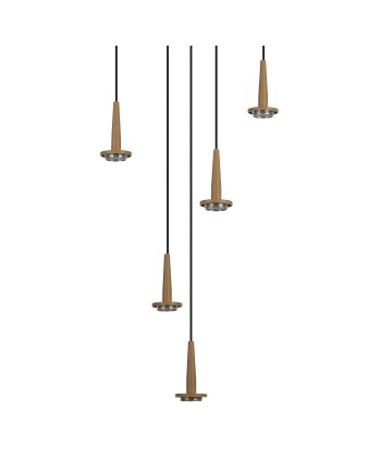 ANDRÓMEDA * Colgante 5xLED 5W 3000K W/T Cristal